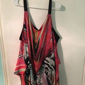 NWOT Multicolor Boho Cold Shoulder Maxi Dress